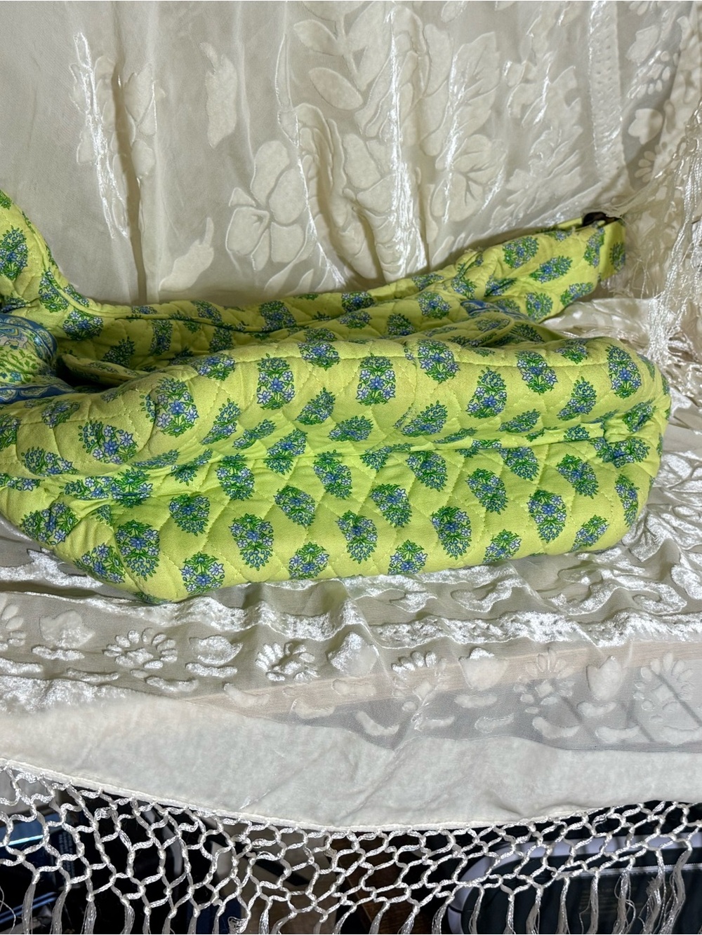 Vintage Vera Bradley Tote Bag Citrus Elephants Lime Green Y2K - Picture 5 of 11